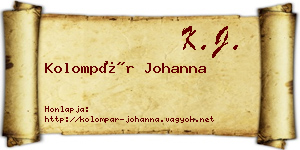 Kolompár Johanna névjegykártya